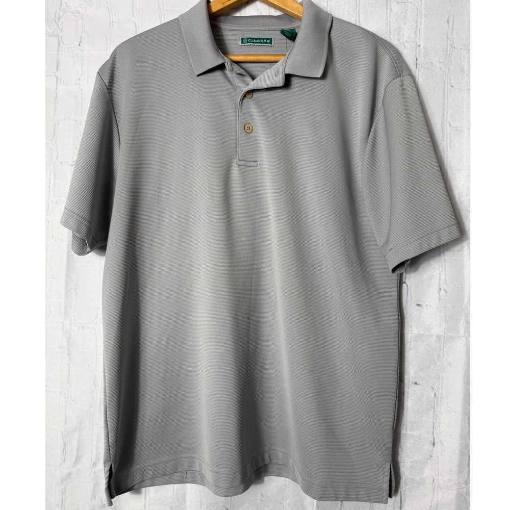 Cubavera Polo Sz XL Grey Ribbed Short Sleeve Casual Sportswear Shirt